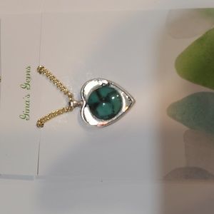 Jewelry earrings hand crafted resin with genuine turquoise  with chain